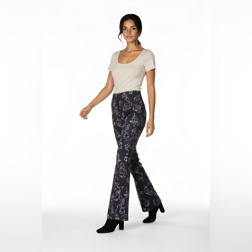 Free People Charcoal bell bottom ‎ Floral Pants